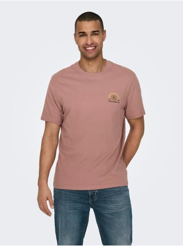 Only&Sons T-Shirt 2er-Set Rundhals Kurzarm in Rot-Weiß