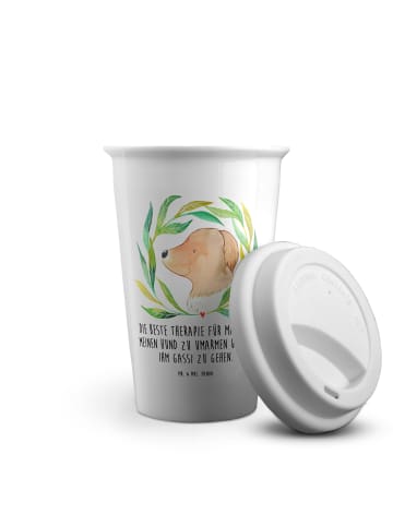 Mr. & Mrs. Panda To Go Becher Hund Blumen mit Spruch in Weiß