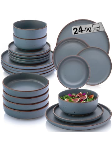 Sänger 24-tlg. Geschirrset Bombay Graphit in Blau