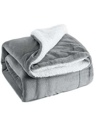 Intirilife Sherpa Kuscheldecke in Grau