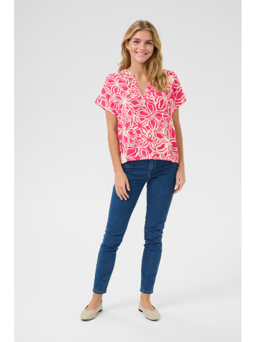 Kaffe Kurzarm-Bluse KAano Regular fit in Rasberry / Light Beige Flower