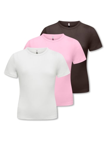 KIDS ONLY 3er Pack Basic T-Shirts Koglucky Bio-Baumwolle in pink lady