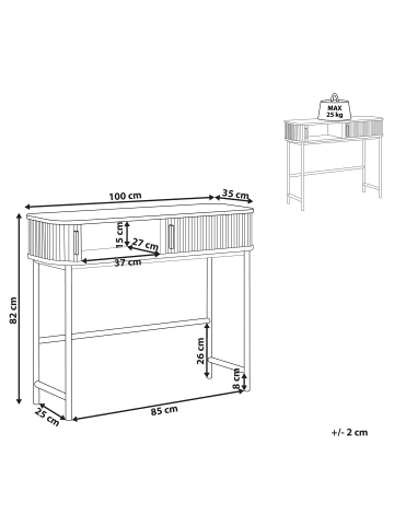 Beliani Konsolentisch JOSE in Braun/Schwarz - (W) 100 x (H) 82 x (L) 35 cm