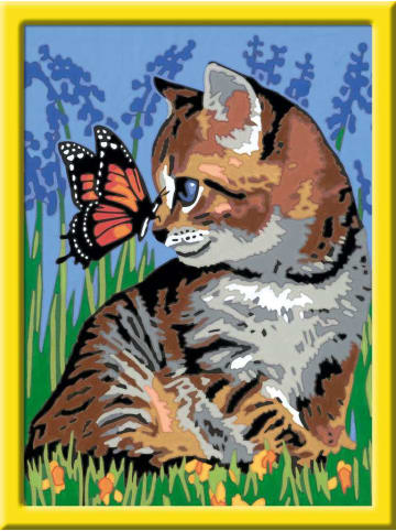 Ravensburger Malprodukte CreArt, Malen nach Zahlen Kinder - Katze mit Schmetterling Malen nach Zahlen Kinder Ab 9 Jahre in bunt