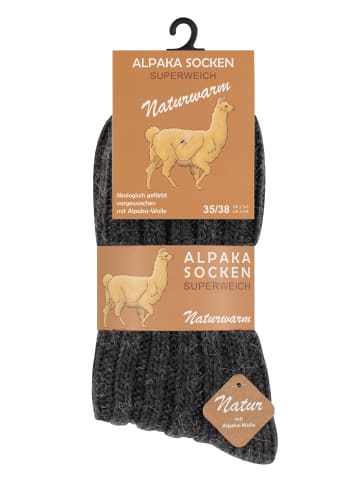 Cotton Prime® 4 Paar Woll-Stricksocken mit ALPAKA Unisex Alpakasocken in Grau