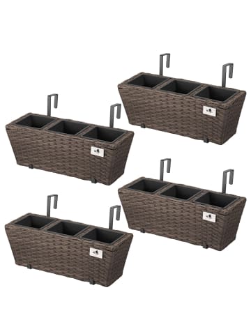 Gartenfreude Polyrattan Pflanzgefäß im 4er-Set in mocca