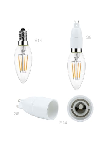 Intirilife 4er Set Lampenadapter G9 auf E14 in WEISS