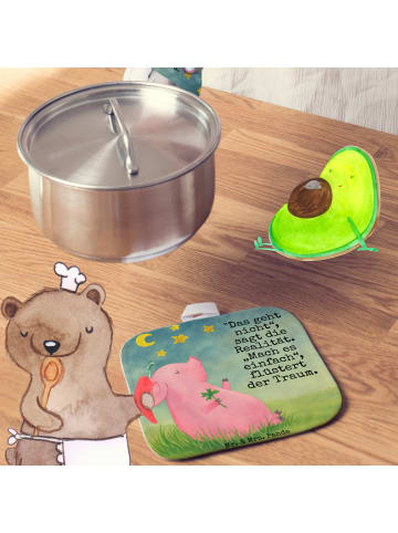 Mr. & Mrs. Panda Ofenhandschuh Schwein Glück Design mit Spruch in Weiß