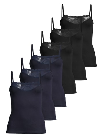 Conta Spaghetti Top Modal in Schwarz / blau