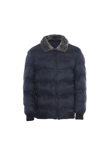 rovic Herren Steppjacke Mit Kunstfellkragen in Marine