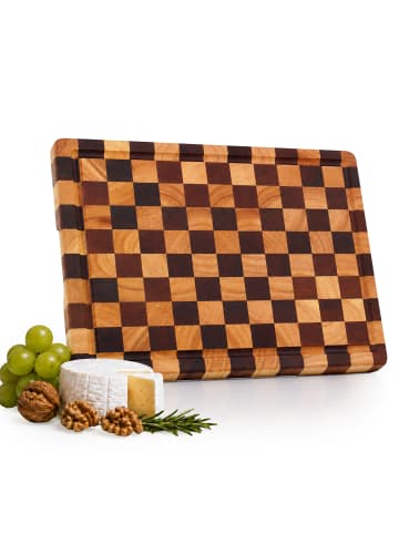 relaxdays Schneidebrett "kariert" in Natur - (B)41 x (H)2,5 x (T)30 cm