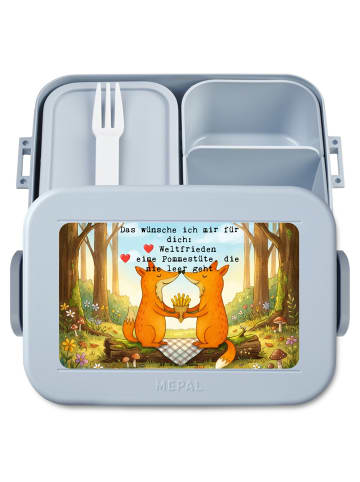 Mr. & Mrs. Panda MEPAL Bentobox Füchse Liebe Pommes Design mit S... in Blau Pastell