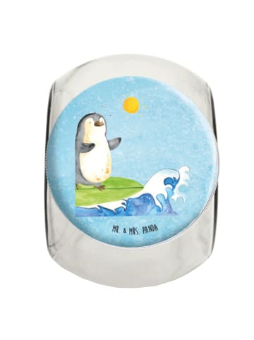 Mr. & Mrs. Panda Müsli Glas Pinguin Surfer ohne Spruch in Eisblau