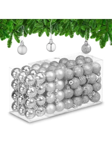 relaxdays 96-tlg. Weihnachtskugeln Set in Silber