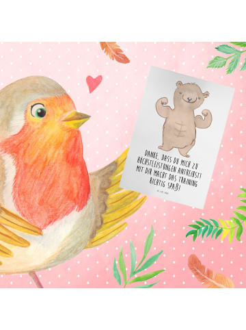 Mr. & Mrs. Panda Glückwunschkarte Motivierender Fitness-Trainer ... in Weiß