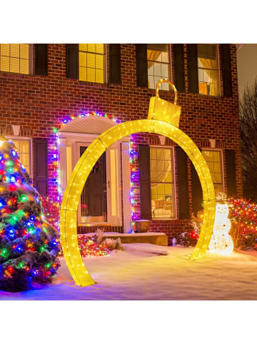 COSTWAY 313cm hoher Weihnachtsbogen mit Beleuchtung in Gold