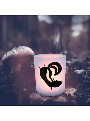 Mr. & Mrs. Panda Glas Windlicht Stinktier Handstand ohne Spruch in Transparent