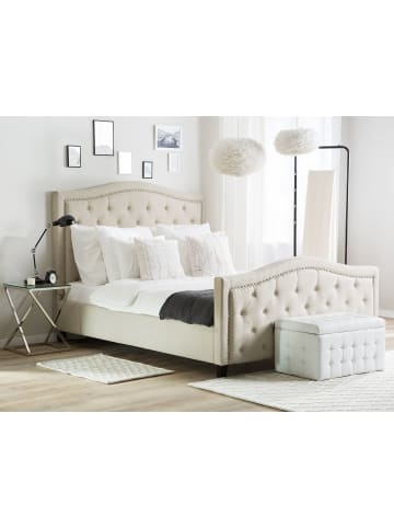 Beliani Doppelbett AUREL in Beige - (W) 194 x (H) 144 x (L) 216 cm