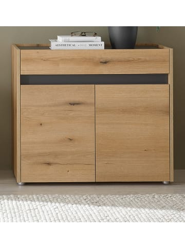 Furn.Design Schuhschrank Evoke Eiche, grau 80 x 70 cm, Flurkommode mit viel Stauraum