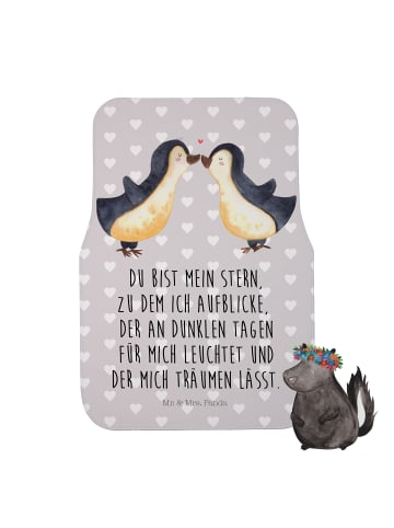 Mr. & Mrs. Panda Fußmatte Auto Pinguin Liebe mit Spruch in Grau Pastell