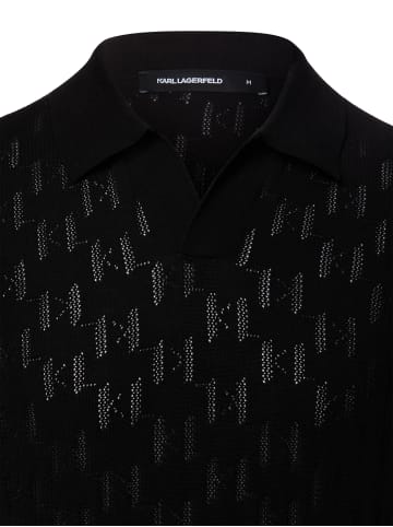 Karl Lagerfeld Strick-Poloshirt in schwarz