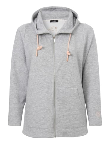 FRAPP  Strickjacke Sportive Kapuzensweatjacke mit meliertem Allover-Muster in light grey multicol