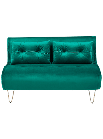 Beliani 2-Sitzer Sofa VESTFOLD in Grün/Gold - (W) 130 x (H) 45 x (L) 78 cm