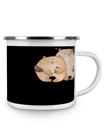 Mr. & Mrs. Panda Emaille Becher 5. Hochzeitstag Holzhochzeit mit... in Schwarz