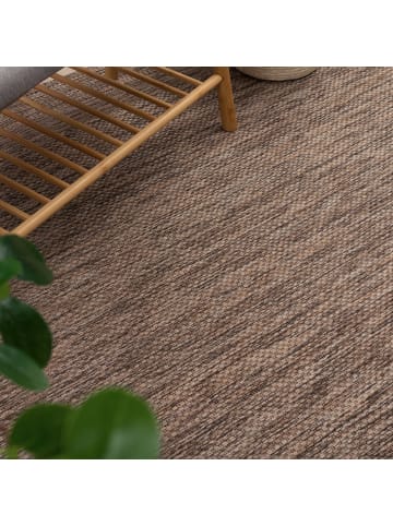 KADIMA DESIGN Outdoor Teppich Unifarben mit Bordüre Balkon, Terrasse in Braun