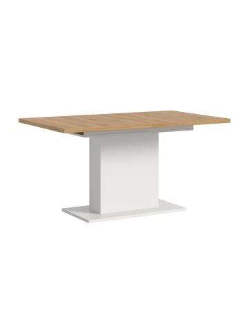 xonox.home Esstisch (B/H/T): 150-190x76x90 in eichefarben und weiß mit  Säulen-Gestell