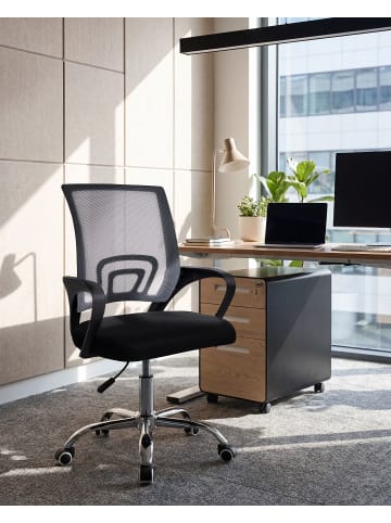 Beliani Bürostuhl SOLID in Schwarz/Weiß/Silber - (W) 57 x (H) 85 x (L) 60 cm