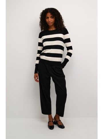 Kaffe Strickpullover KAlizza in Black / Turtledove Stripe
