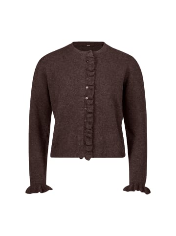 Zero  Strickjacke mit Rüschen in Dark Brown Melange
