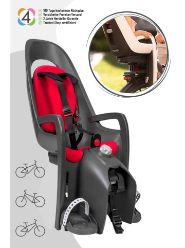 Hamax Hamax Caress Fahrradkindersitz inkl. Gepäckträger-Adapter - Farbe: Grau / Rot