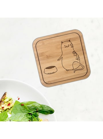 Mr. & Mrs. Panda Untersetzer quadratisch Katze Fressen ohne Spruch in Transparent
