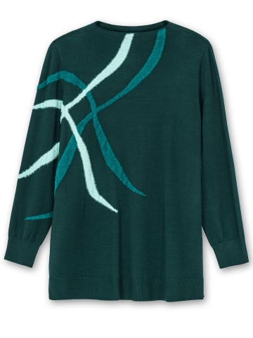 sheego Feinstrickpullover in tiefgrün-gemustert