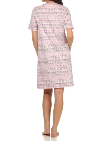 NORMANN kurzarm Nachthemd Ethnolook in rosa