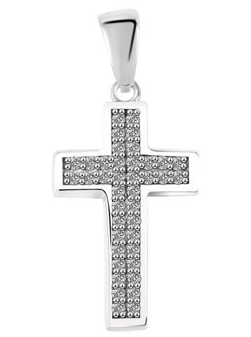 Adeliás Damen Anhänger – Kreuz Kreuzanhänger aus 925 Silber mit Zirkonia in silber