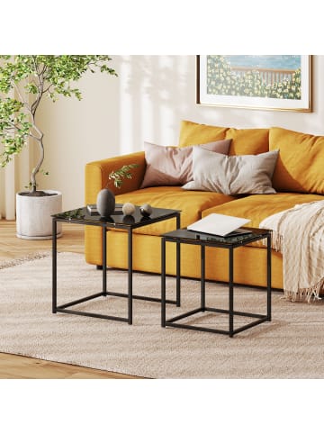 HOMCOM Couchtisch-Set-50L x 50B x 52H cm-Schwarz