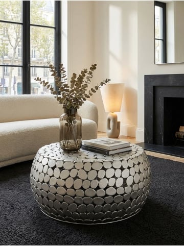 KADIMA DESIGN Couchtisch Sofatisch | Aluminium Silber, 66x66x32cm, Rund