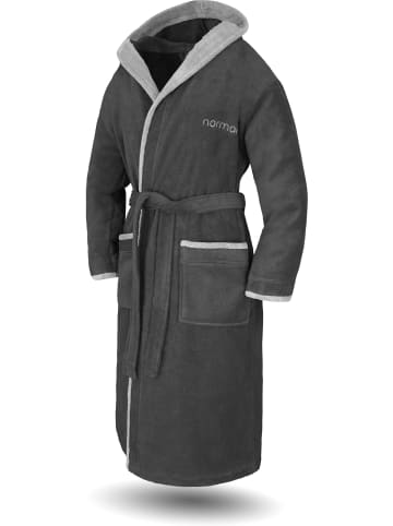 normani Unisex Baumwoll-Bademantel Rob in Schwarz/Grau