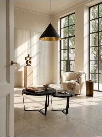 KADIMA DESIGN Couchtisch 2er Set Akazie Massivholz / Steinoptik Wohnzimmertisch