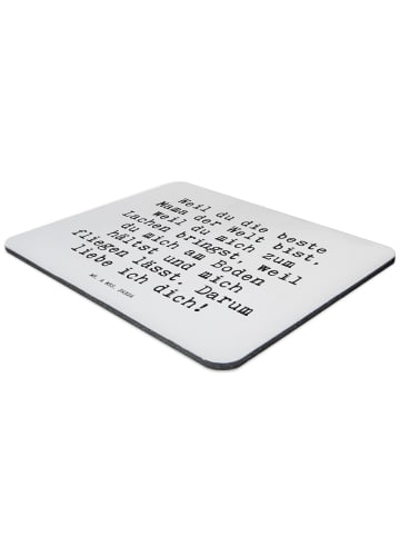 Mr. & Mrs. Panda Maus-Pad Weil du die beste... mit Spruch in Aquarellblau