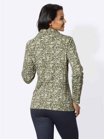 Sieh an! Freizeit-Sweatshirt in khaki-champagner-bedruckt