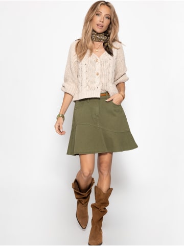 SASSYCLASSY Jeans Rock mit Volant in Khaki