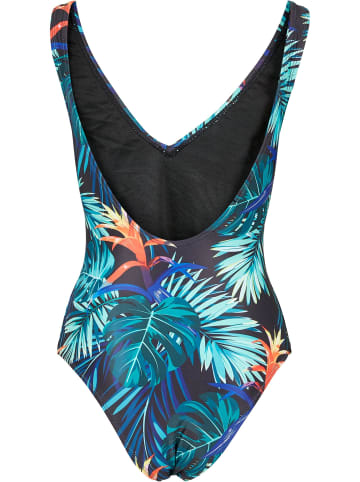 Urban Classics Urban Classics Damen Ladies High Leg Pattern Swimsuit in vriesea black