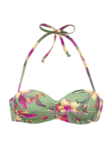 LASCANA Bügel-Bandeau-Bikini-Top in salbei-pink bedruckt