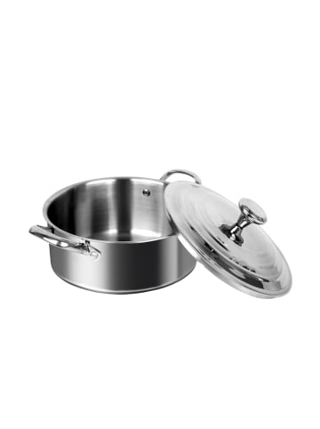 Cheffinger Edelstahl Kochtopf - Niedriger Topf geeignet für alle Herdarten, in Silber