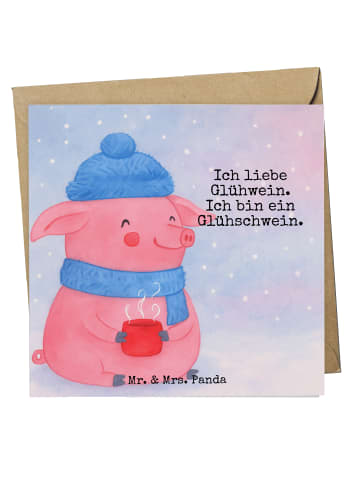 Mr. & Mrs. Panda Einladungskarte Schwein Glühwein Design mit Spruch in Weiß