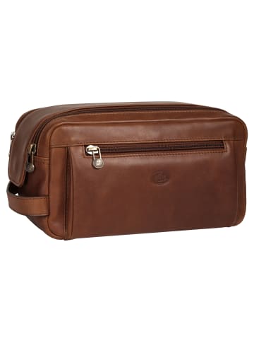 piké Kulturtasche echt Leder in braun